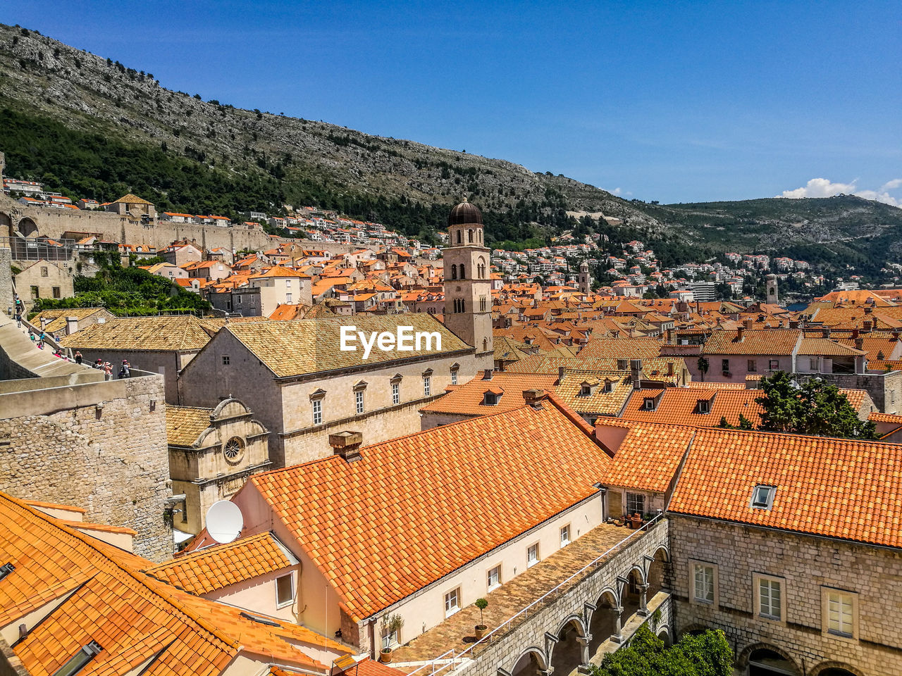 High angle view of townscape against sky