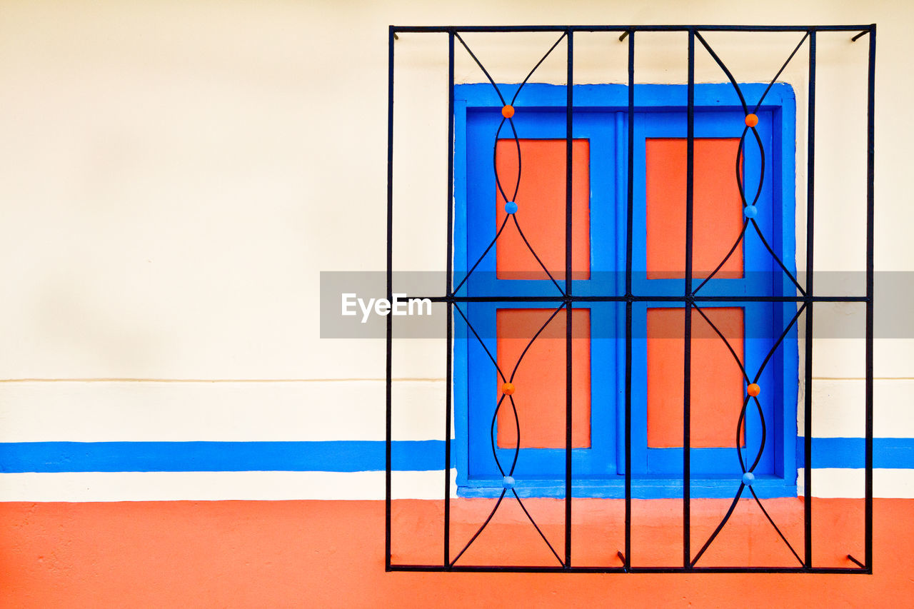 Brightly colored architectural detail of door