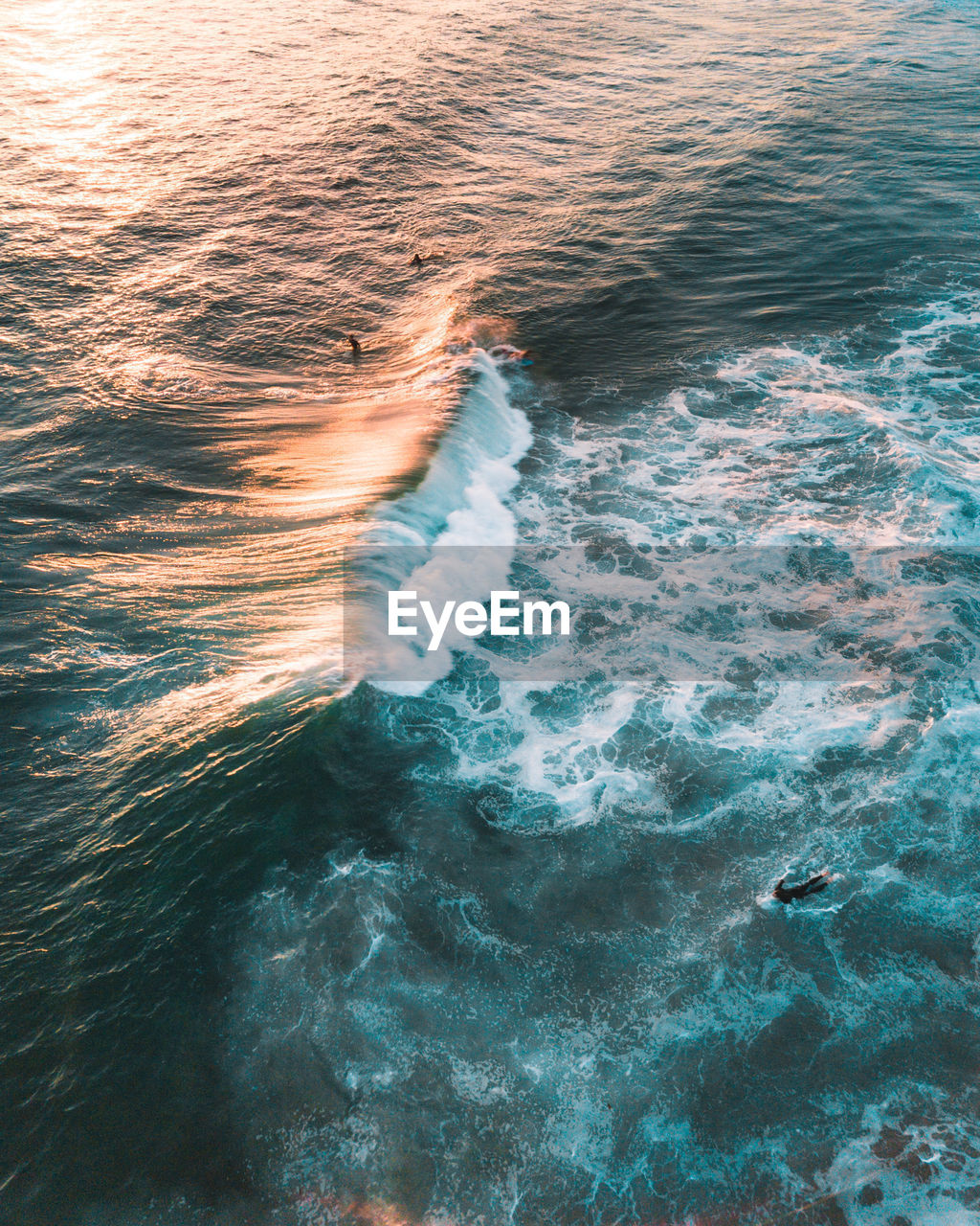 High angle view of waves at sea