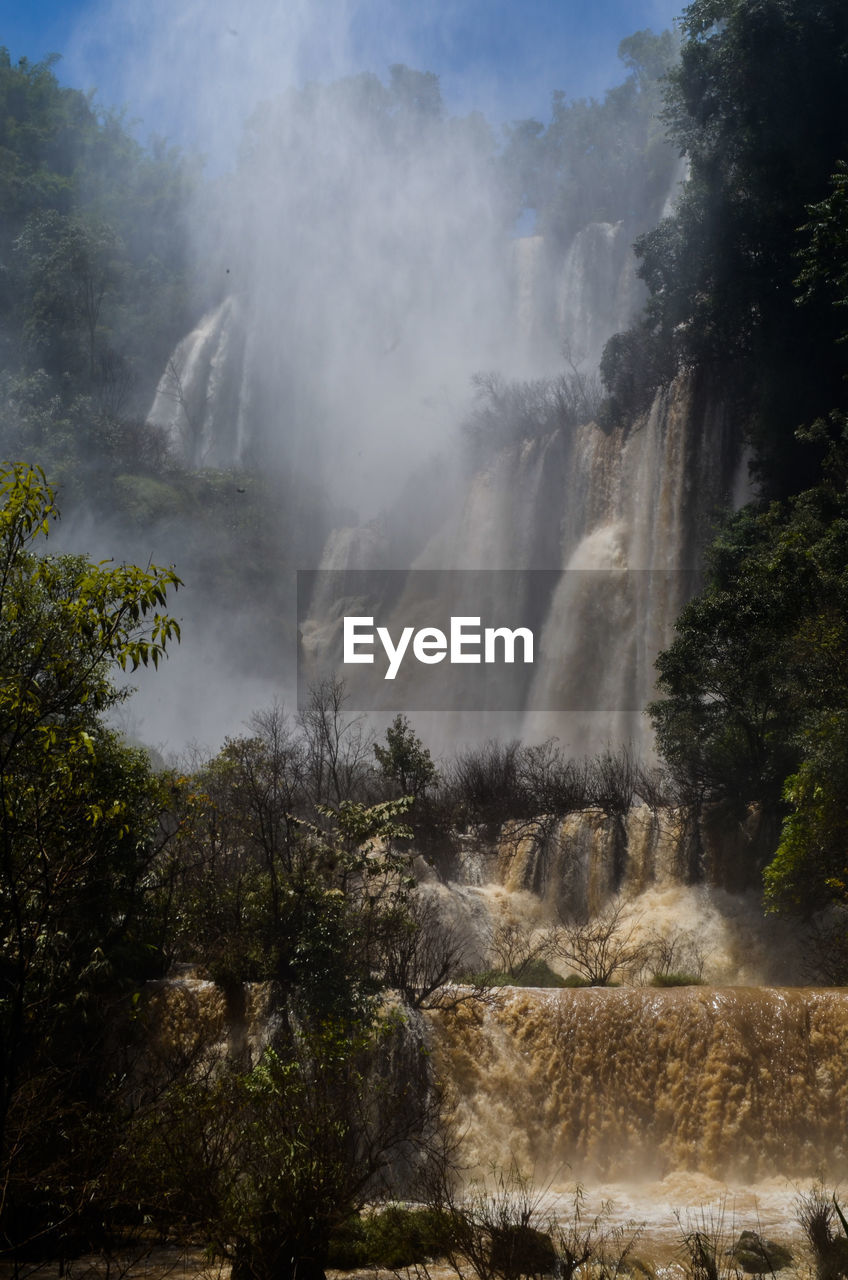 SCENIC VIEW OF WATERFALL AGAINST TREES