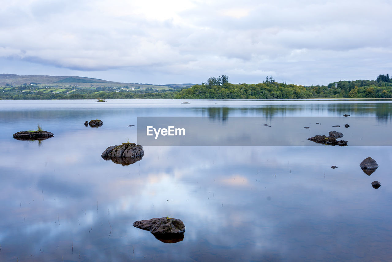 Scenic view of lake against sky