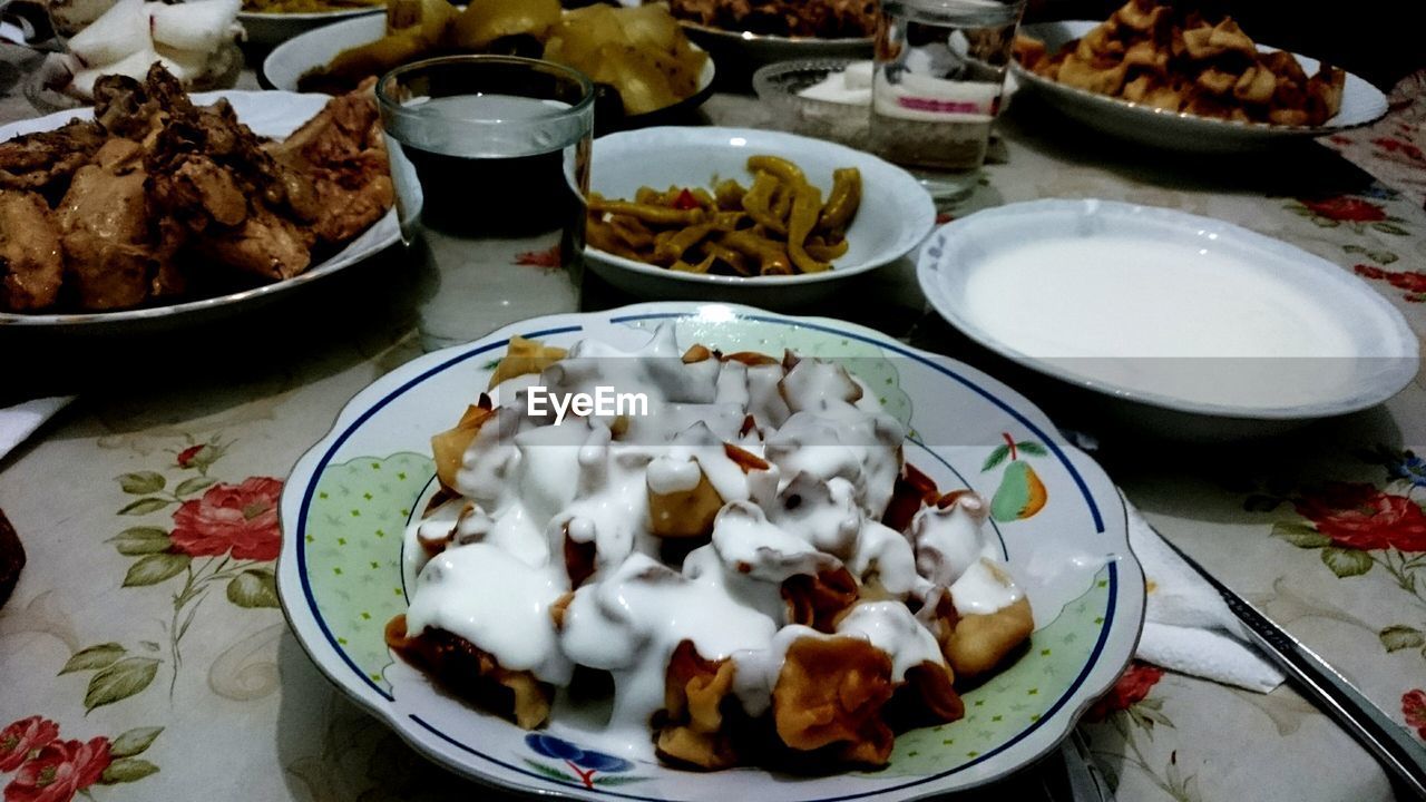 CLOSE-UP OF SERVED FOOD