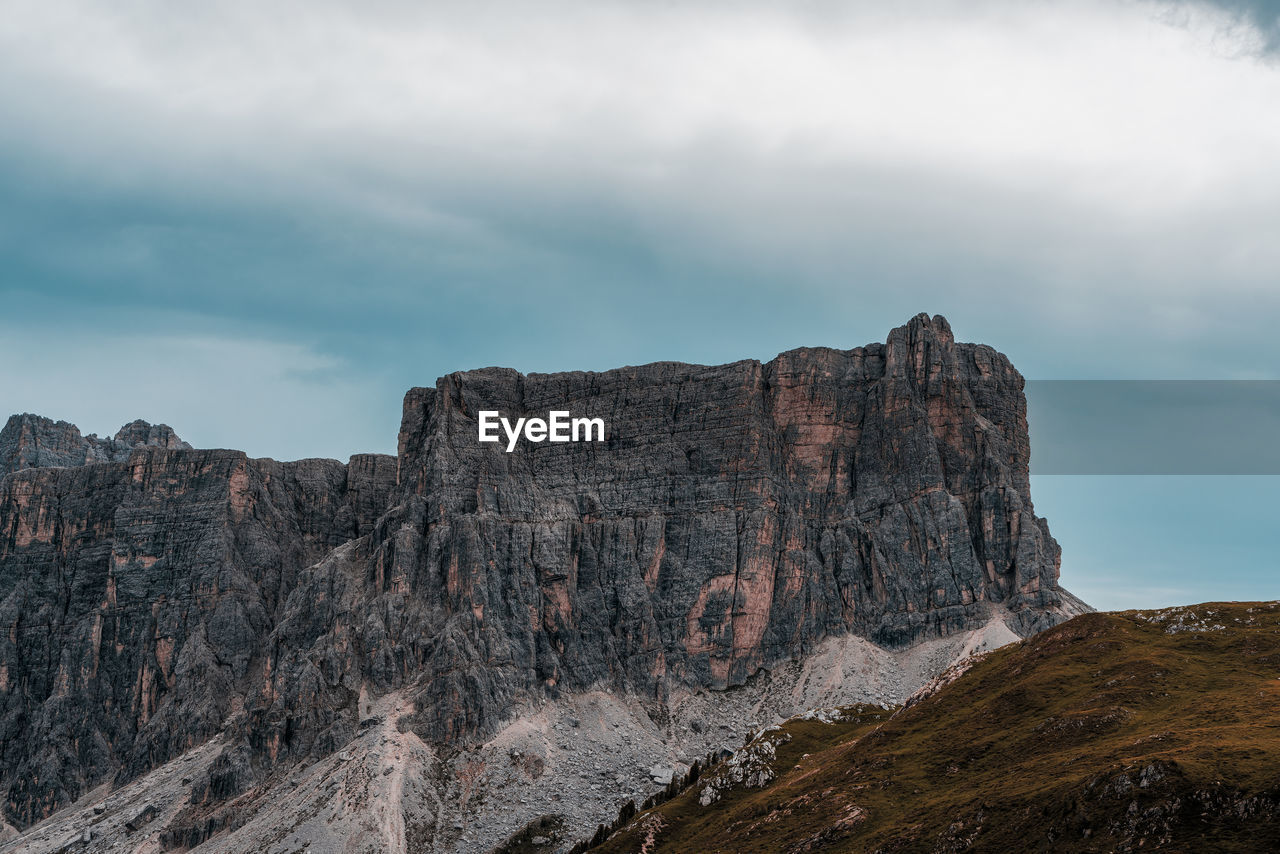 Rock formation on land against sky