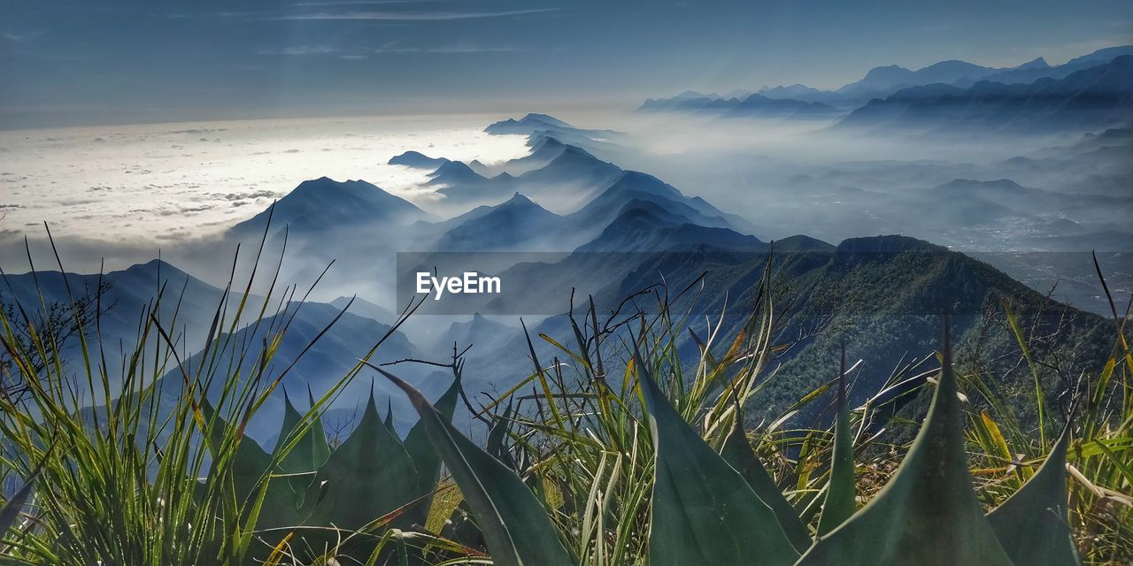 Panoramic view of mountains against sky