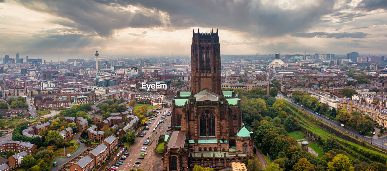 Aerial view of the liverpool cathedral in england