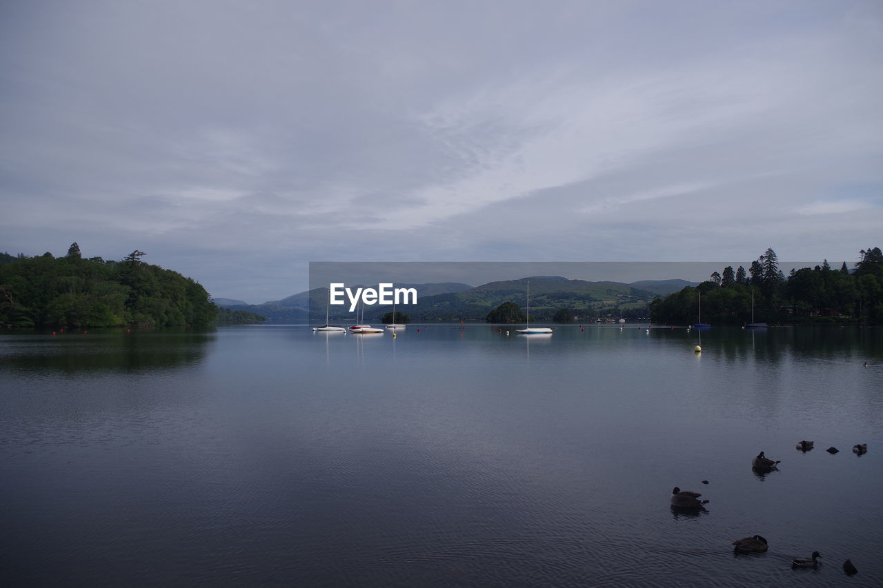 Scenic view of lake against sky