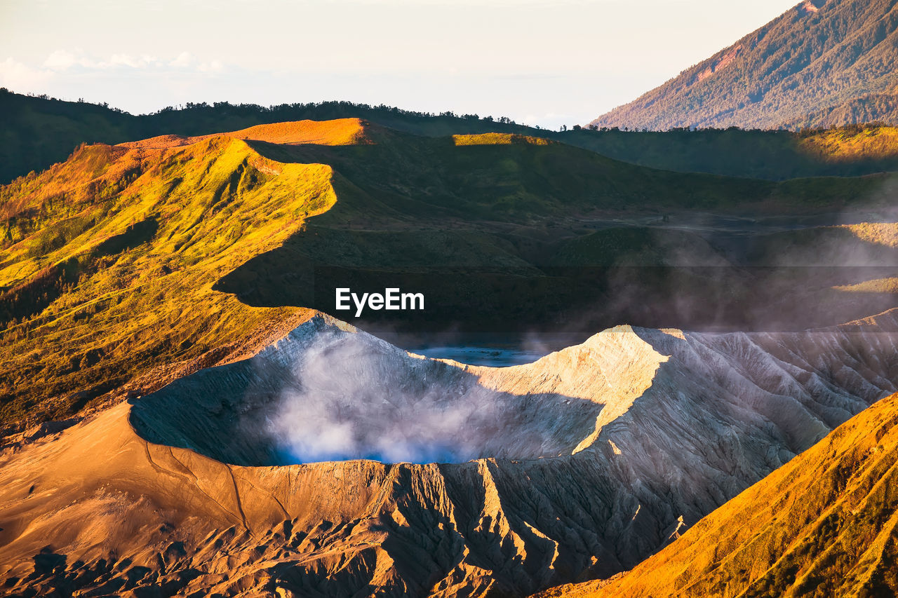 AERIAL VIEW OF VOLCANIC MOUNTAIN