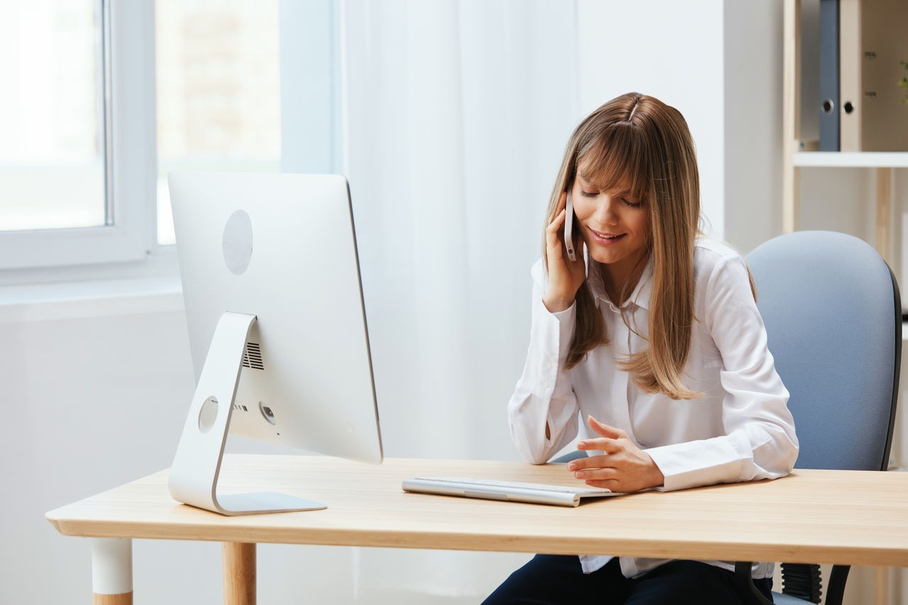 businesswoman working on table