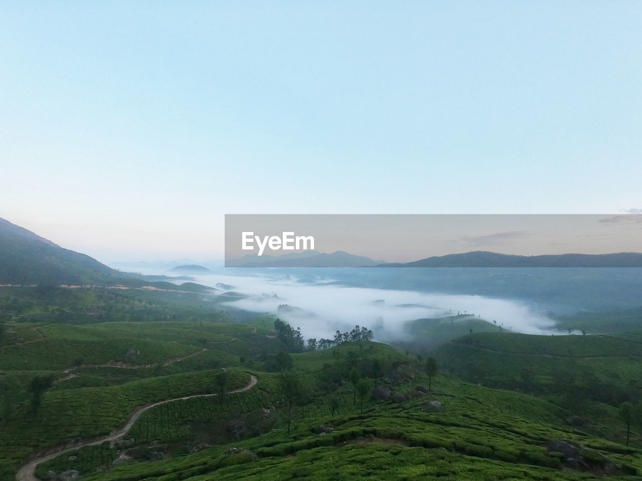 Scenic view of landscape against clear sky