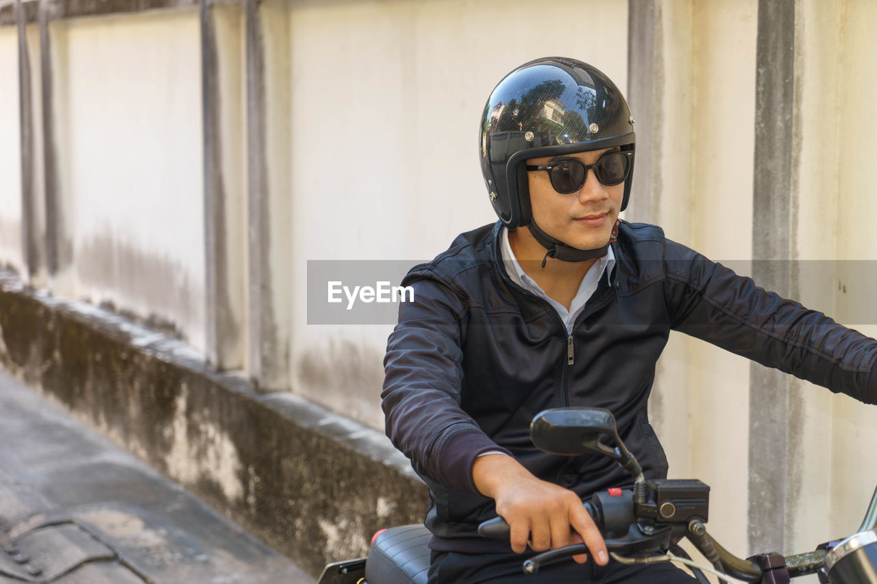 Man riding motorcycle