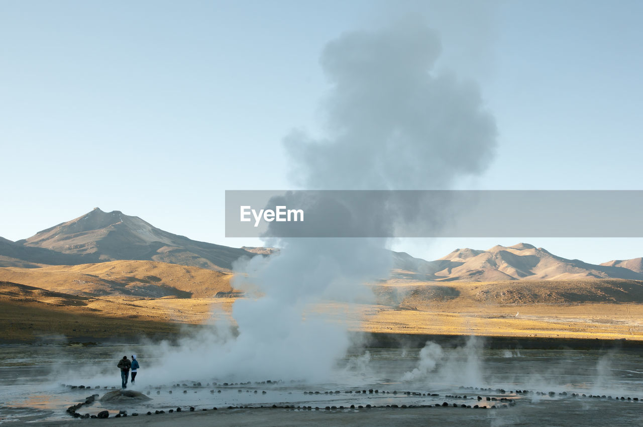 Hot spring against sky