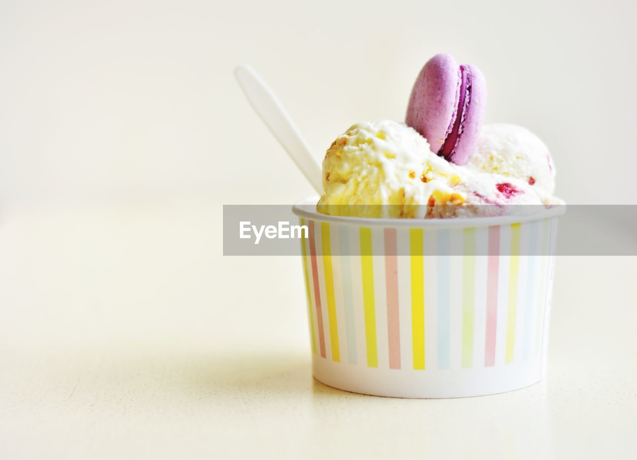 CLOSE-UP OF ICE CREAM IN GLASS