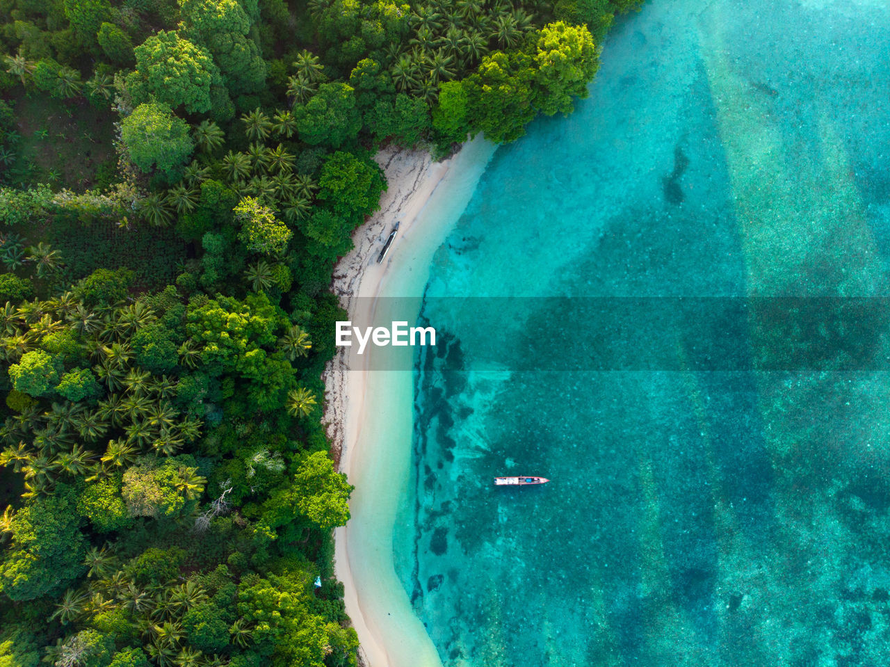 Aerial view of island by sea