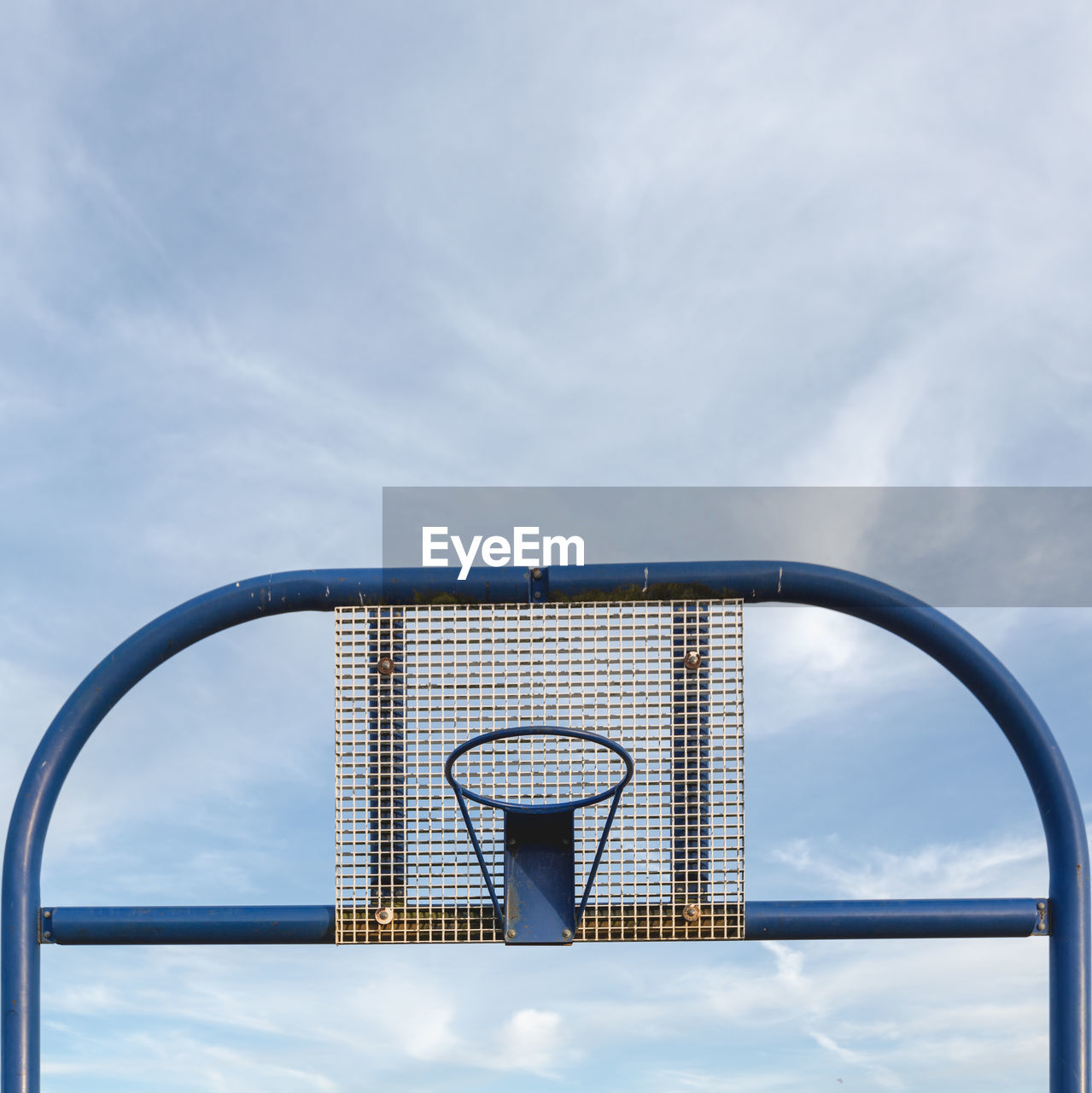 Low angle view of basketball hoop against sky