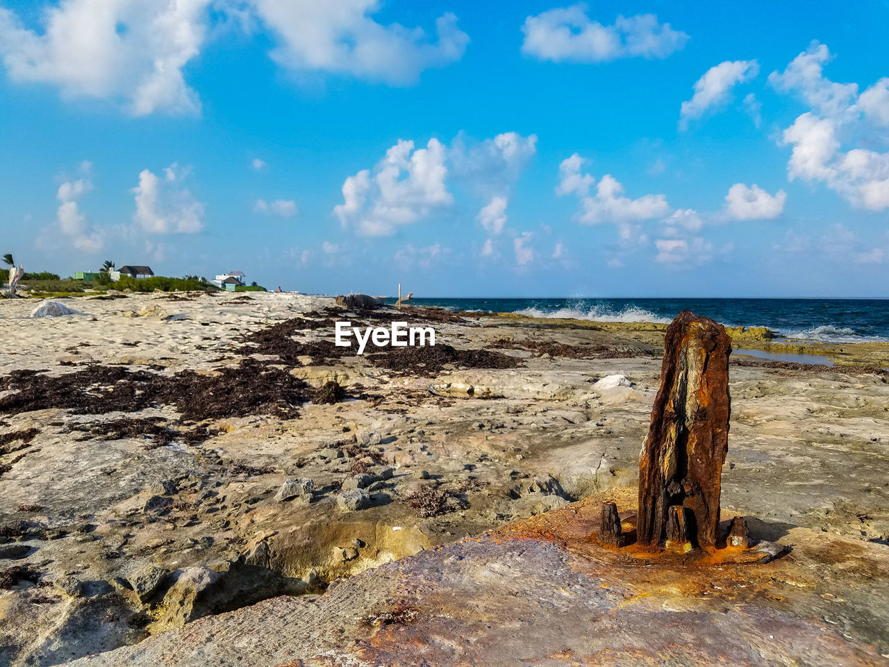 Scenic view of beach against sky