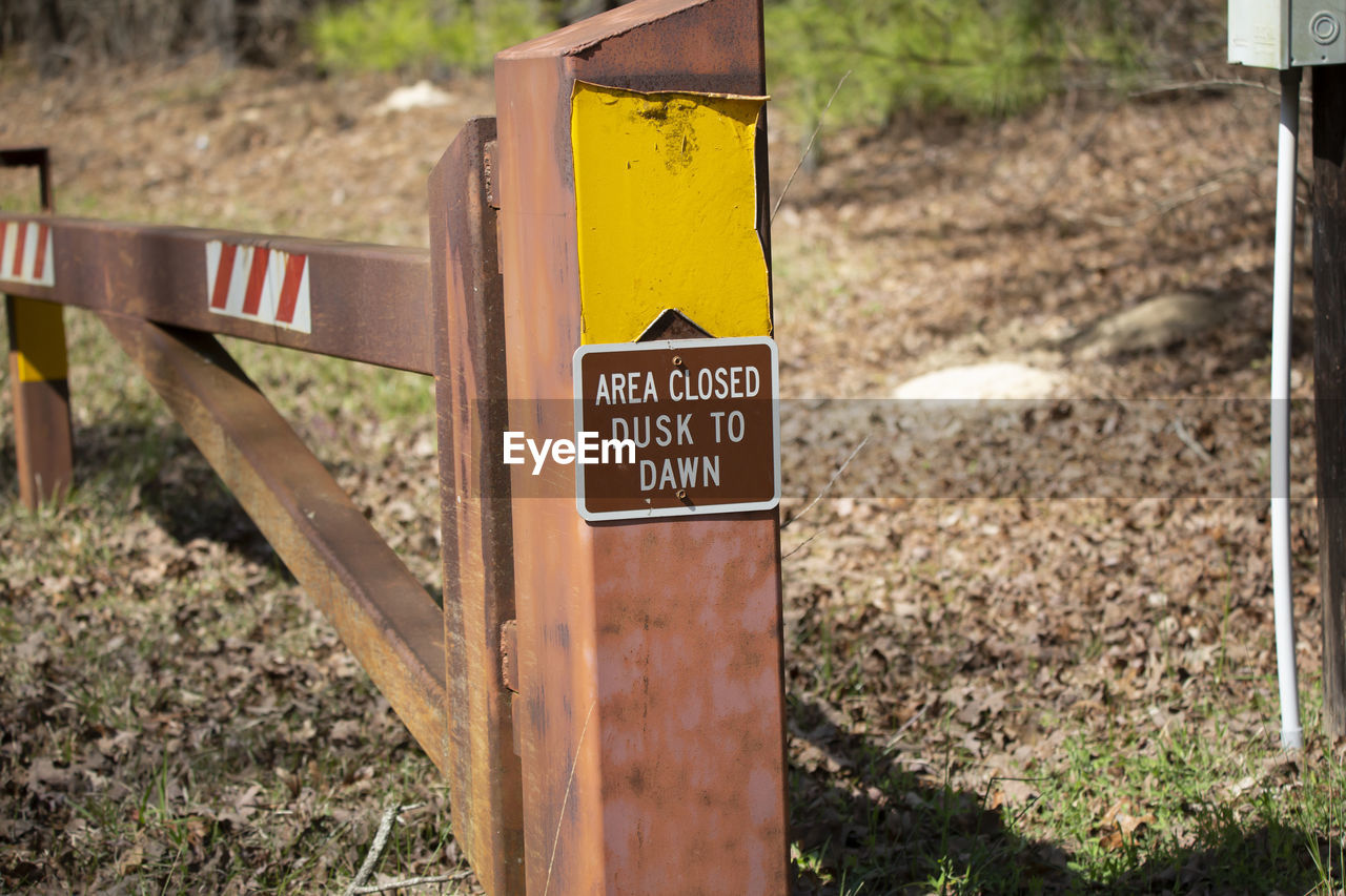 close-up of information sign