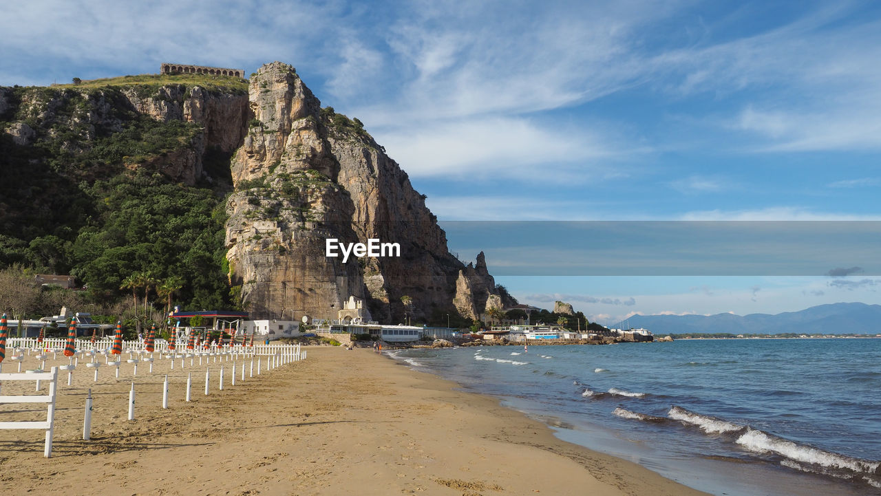Scenic view of beach against sky