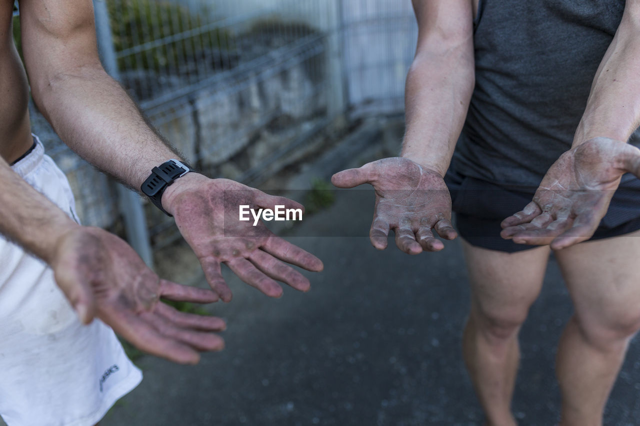 Close-up of dirty hands