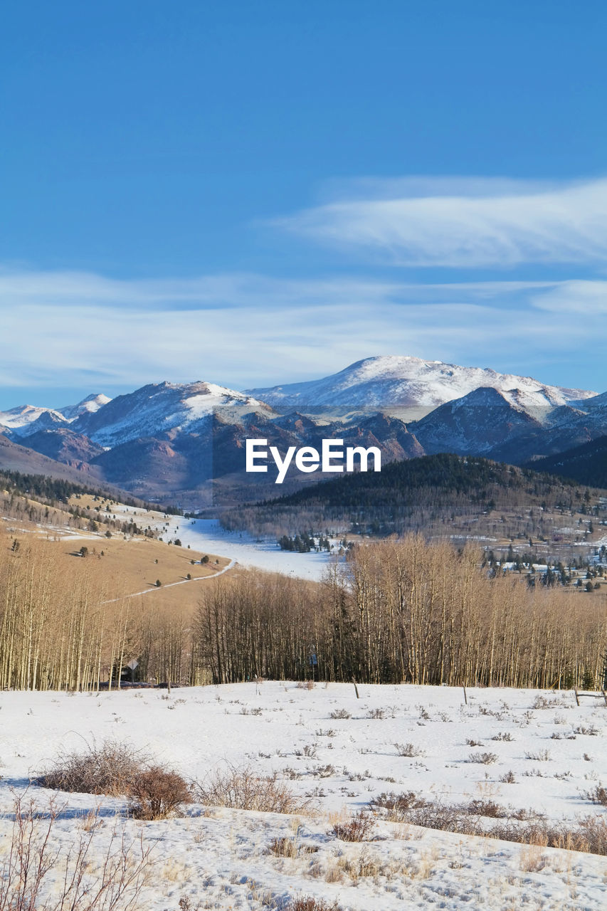 SNOW COVERED LANDSCAPE AGAINST SKY