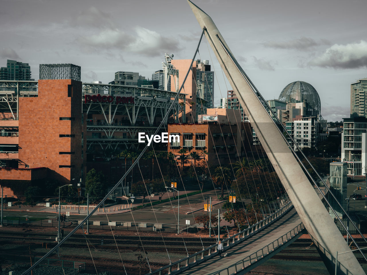 Cable-stayed bridge in city