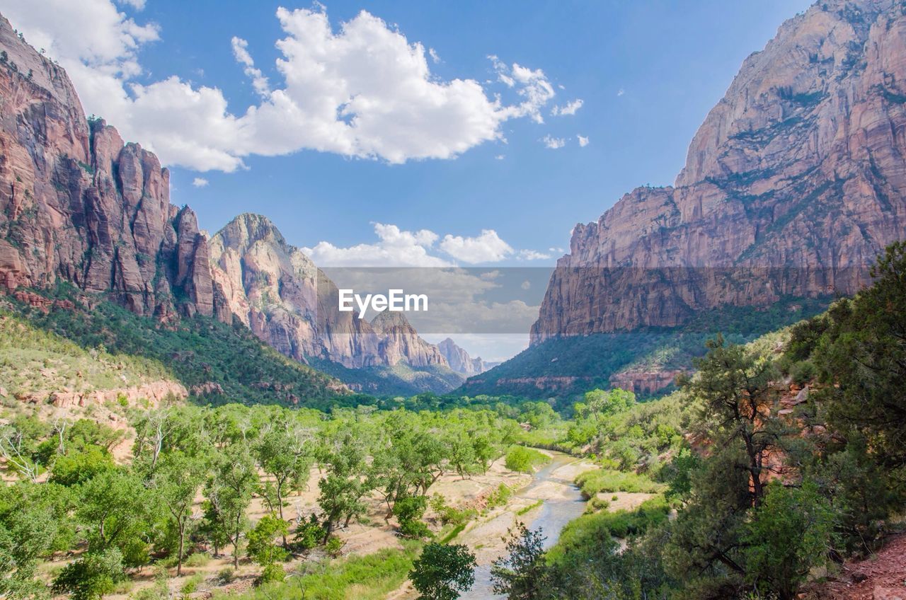 Panoramic view of mountains against sky