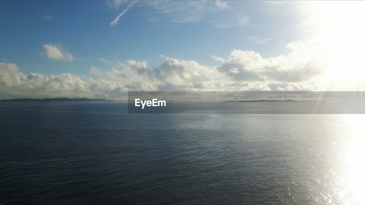 Scenic view of sea against cloudy sky