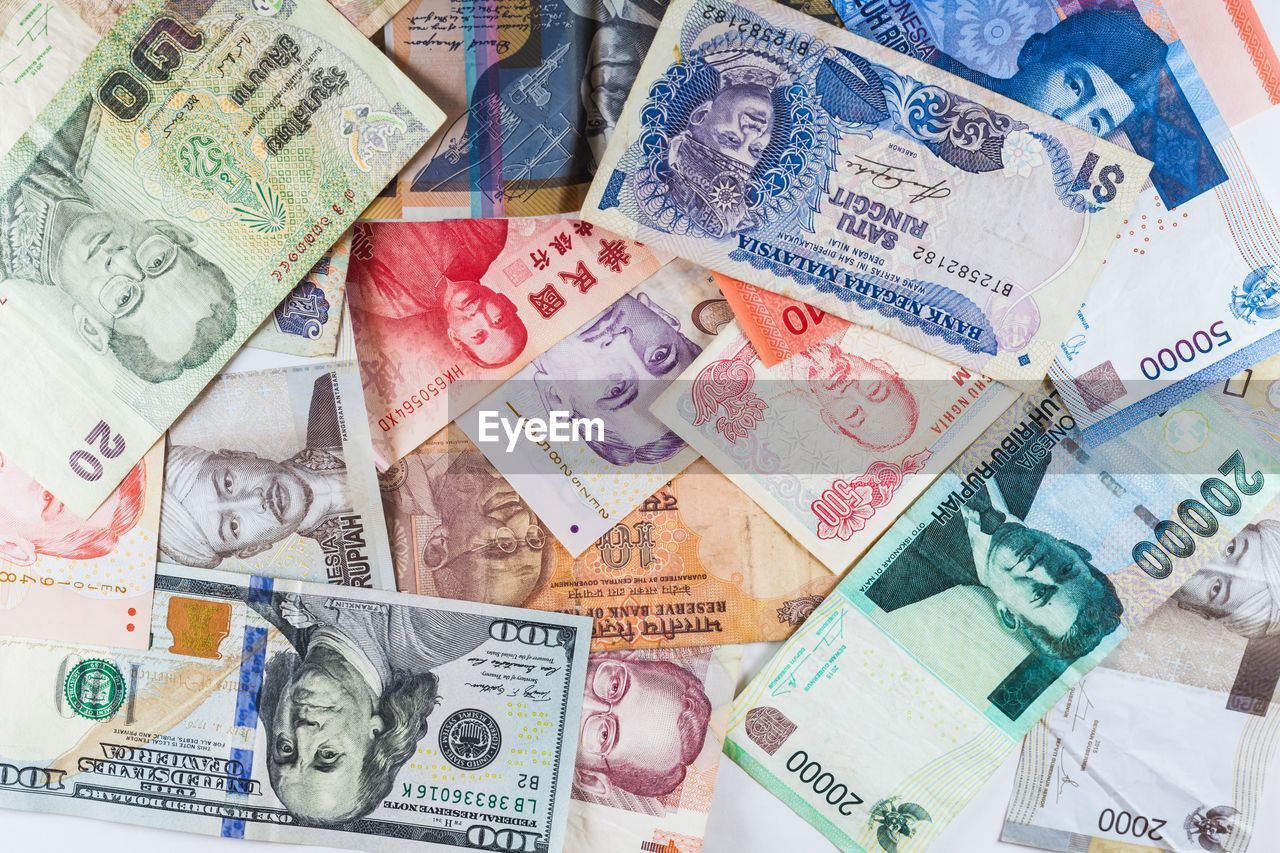 Close-up of paper currencies