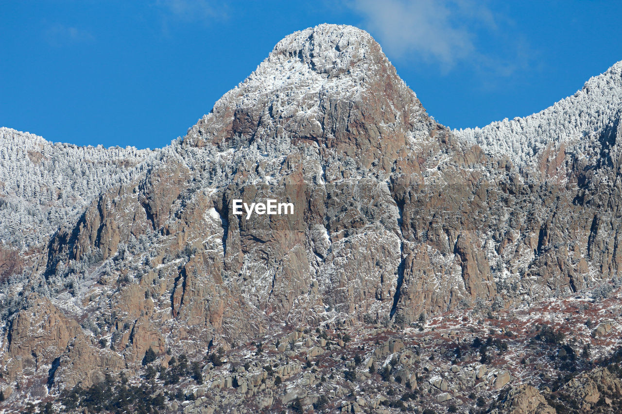 Low angle view of rock formation against sky