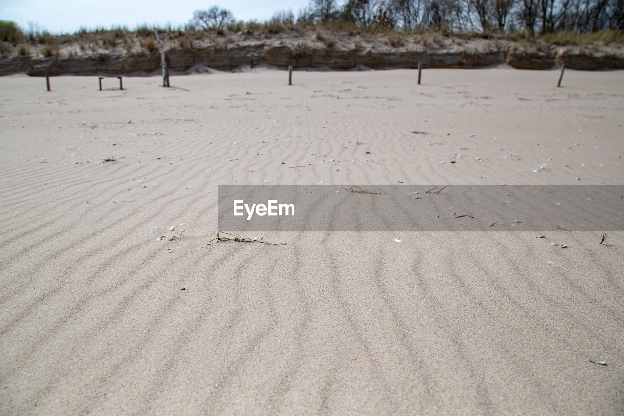 High angle view of sand on beach