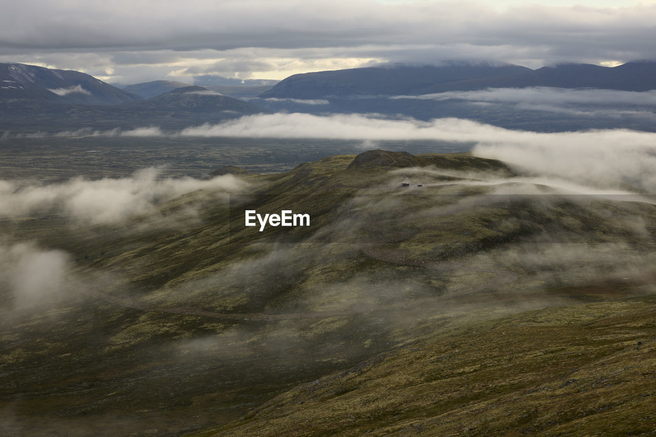 View of foggy mountains