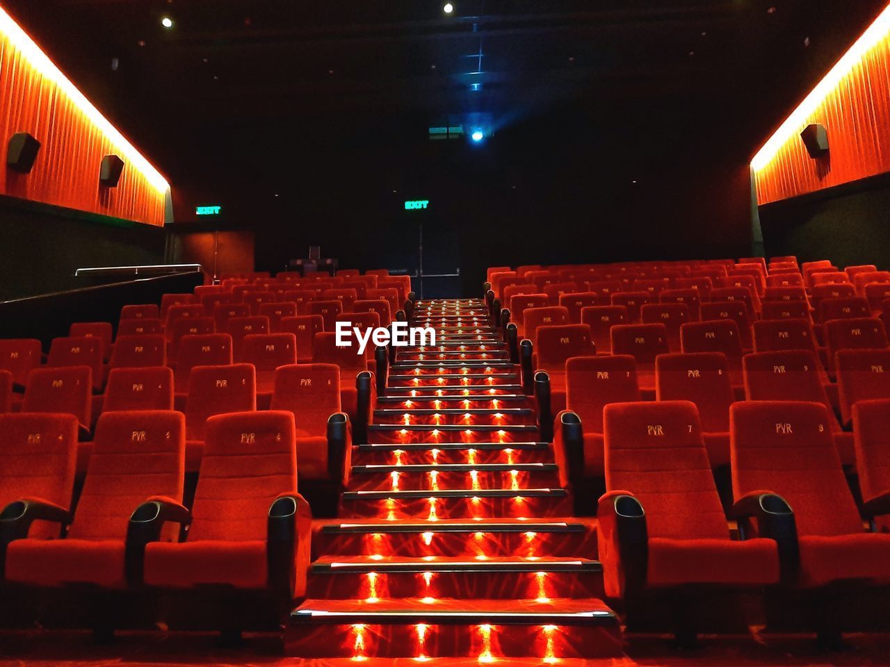 Interior of empty seats in theater