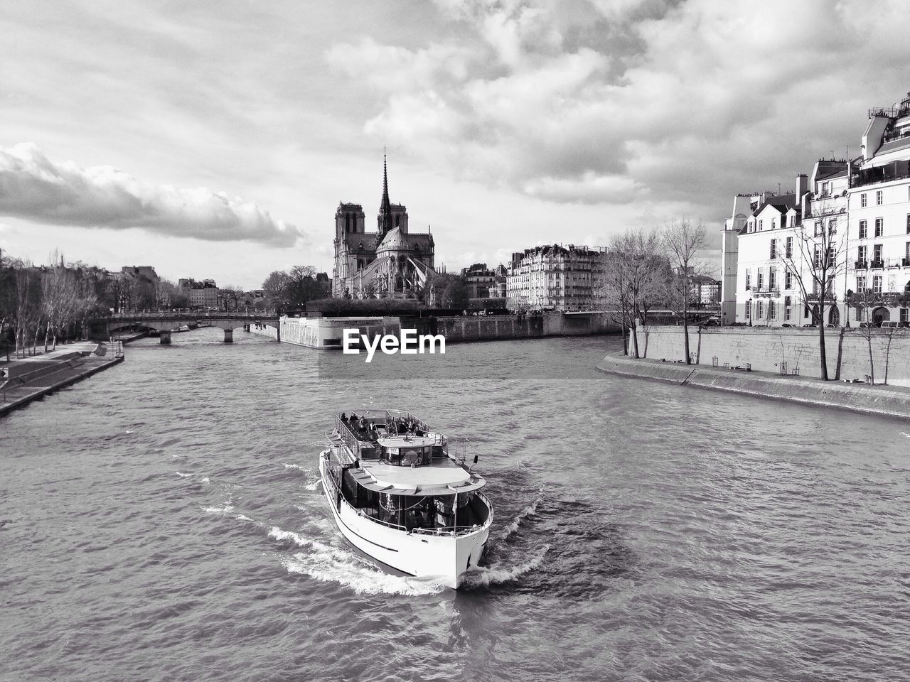 Boat sailing on river