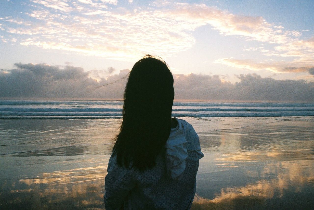 Scenic view of sea at sunset