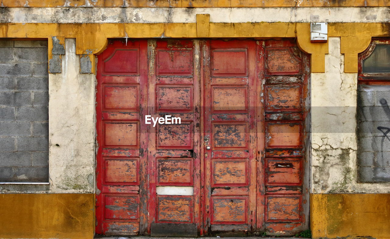 Deteriorated garage wooden door