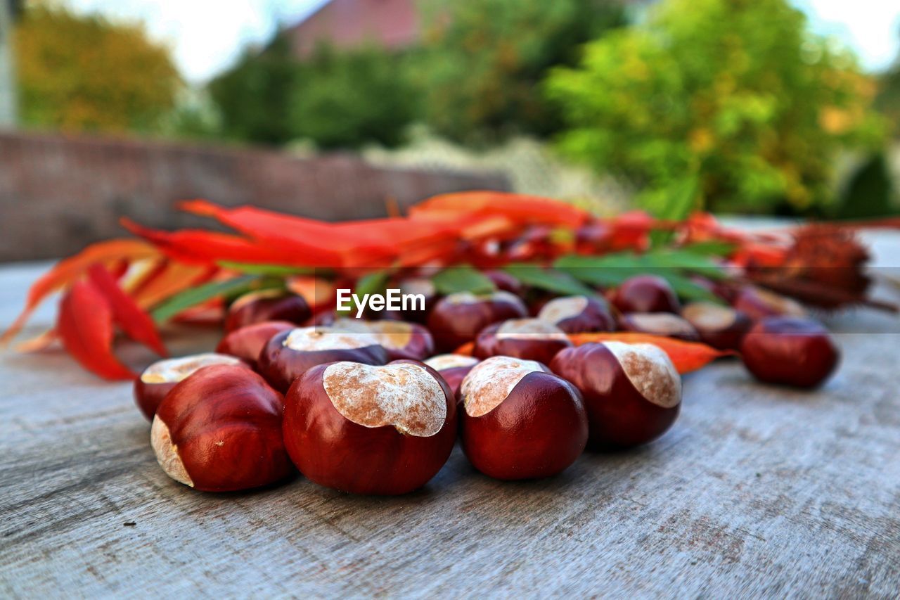 Close-up of fruits on table