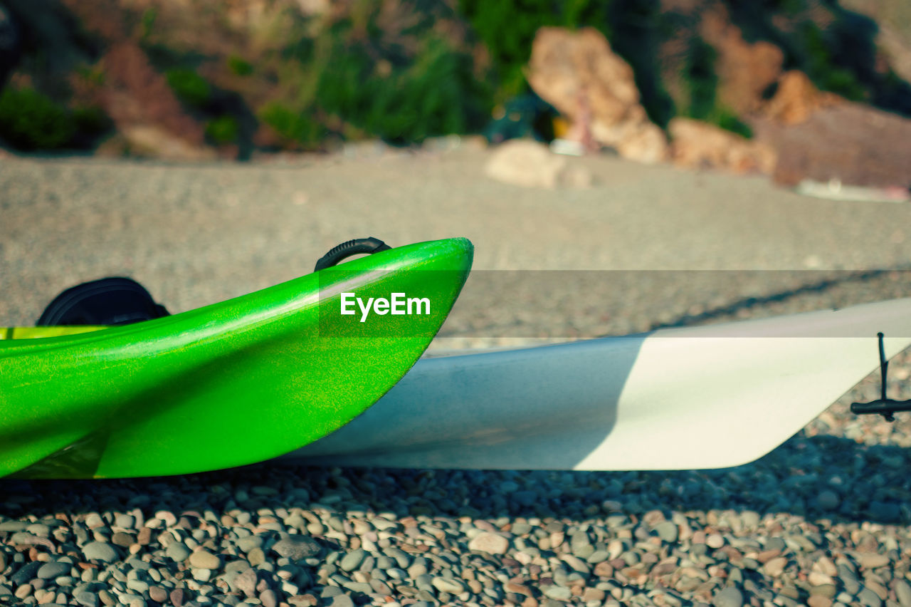 Cropped image of kayak at beach