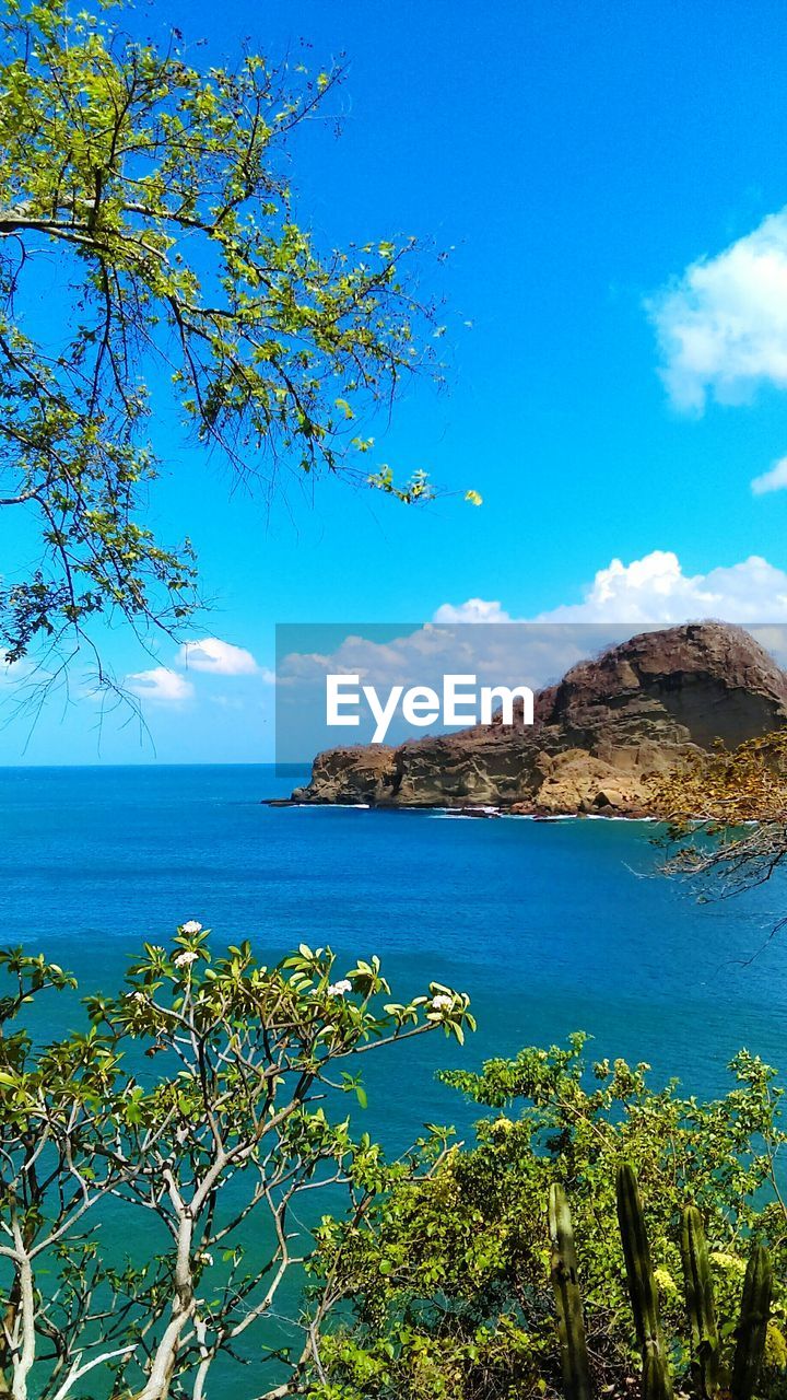 Scenic view of sea against clear sky