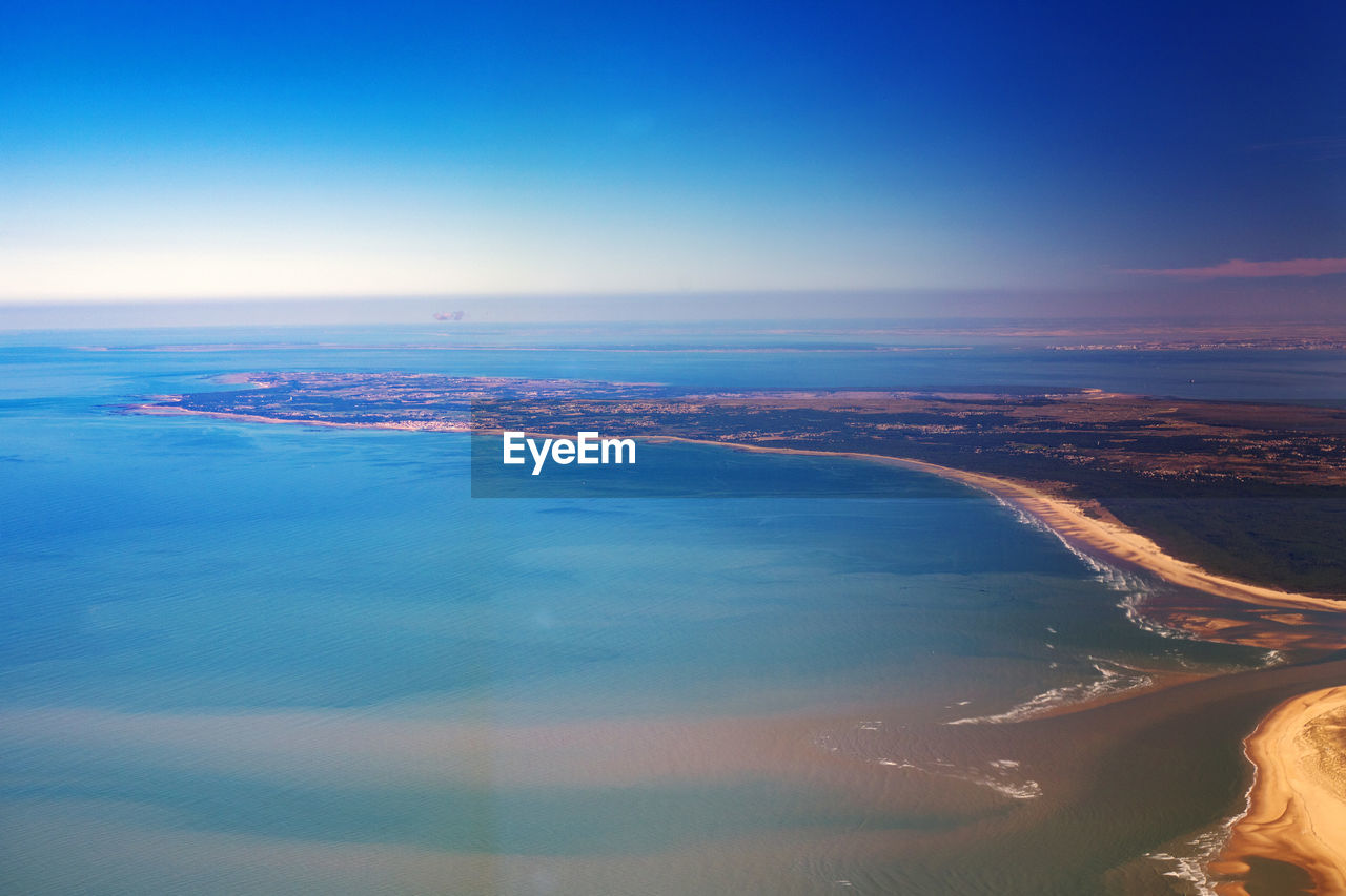 AERIAL VIEW OF SEA AGAINST CLEAR SKY