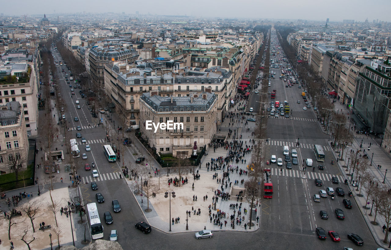 High angle view of city street