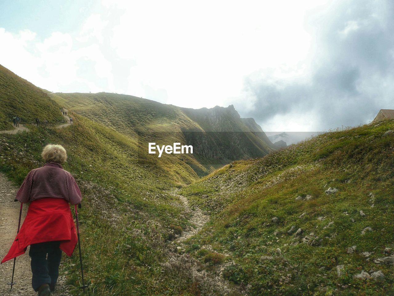 Hiker walking on mountain