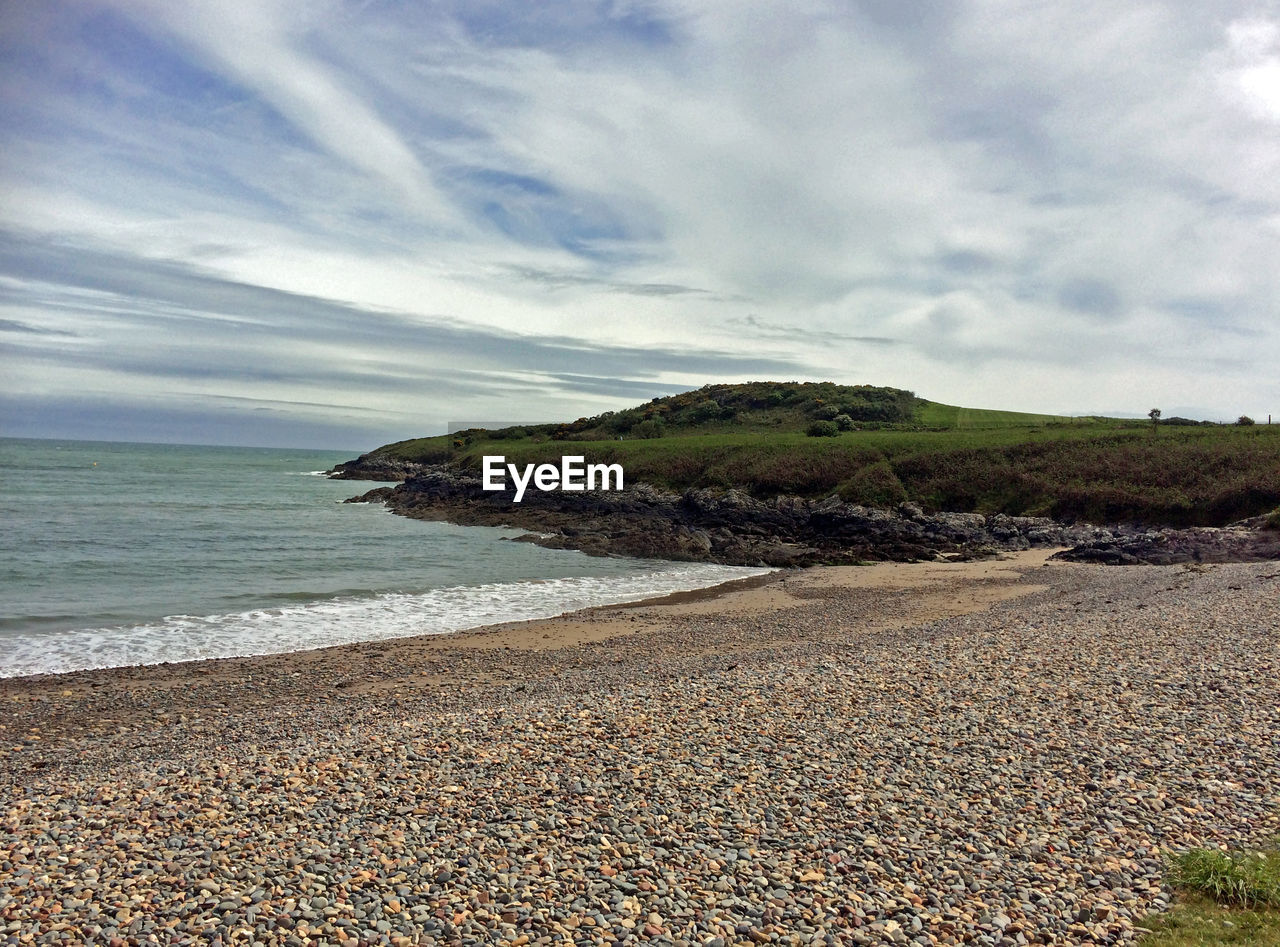 Scenic view of beach against sky