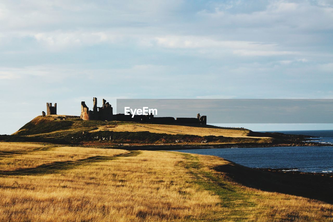 A shaded shot of dunstanburgh castle ruins