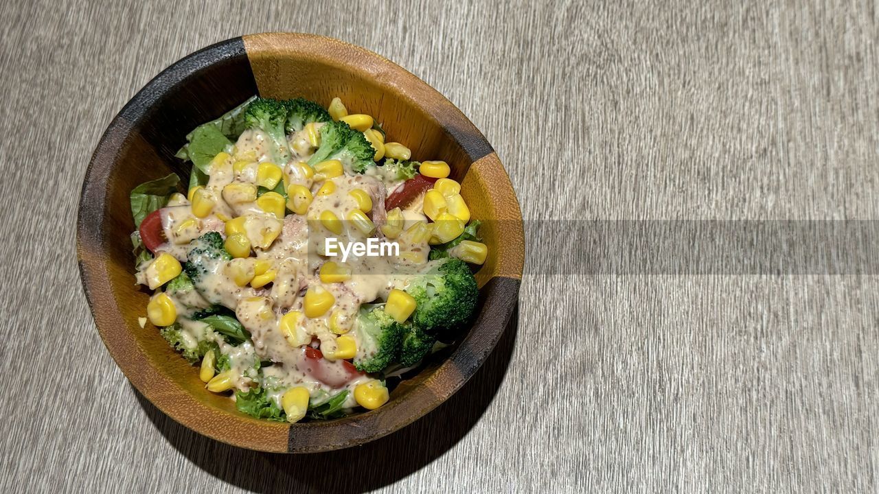 high angle view of food in bowl