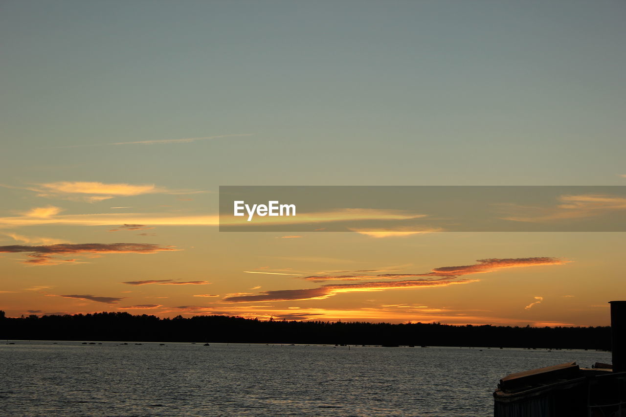 Scenic view of calm sea at sunset