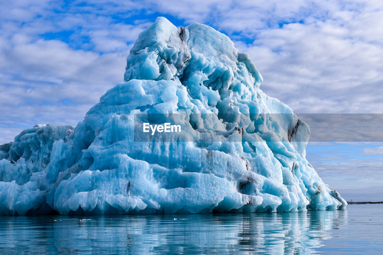 Scenic view of sea against sky at glacier lagoon in iceland 