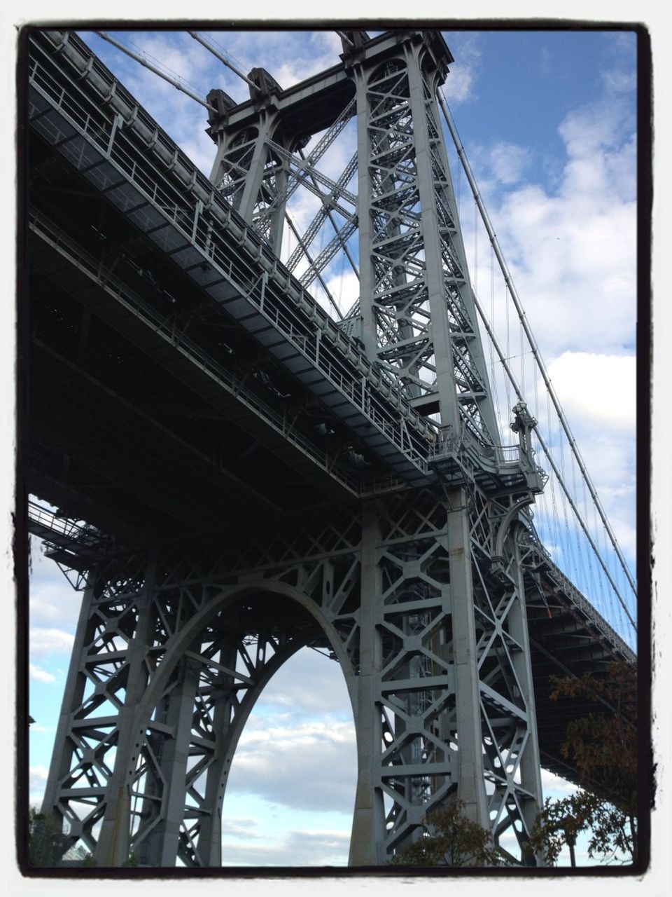 Low angle view of suspension bridge