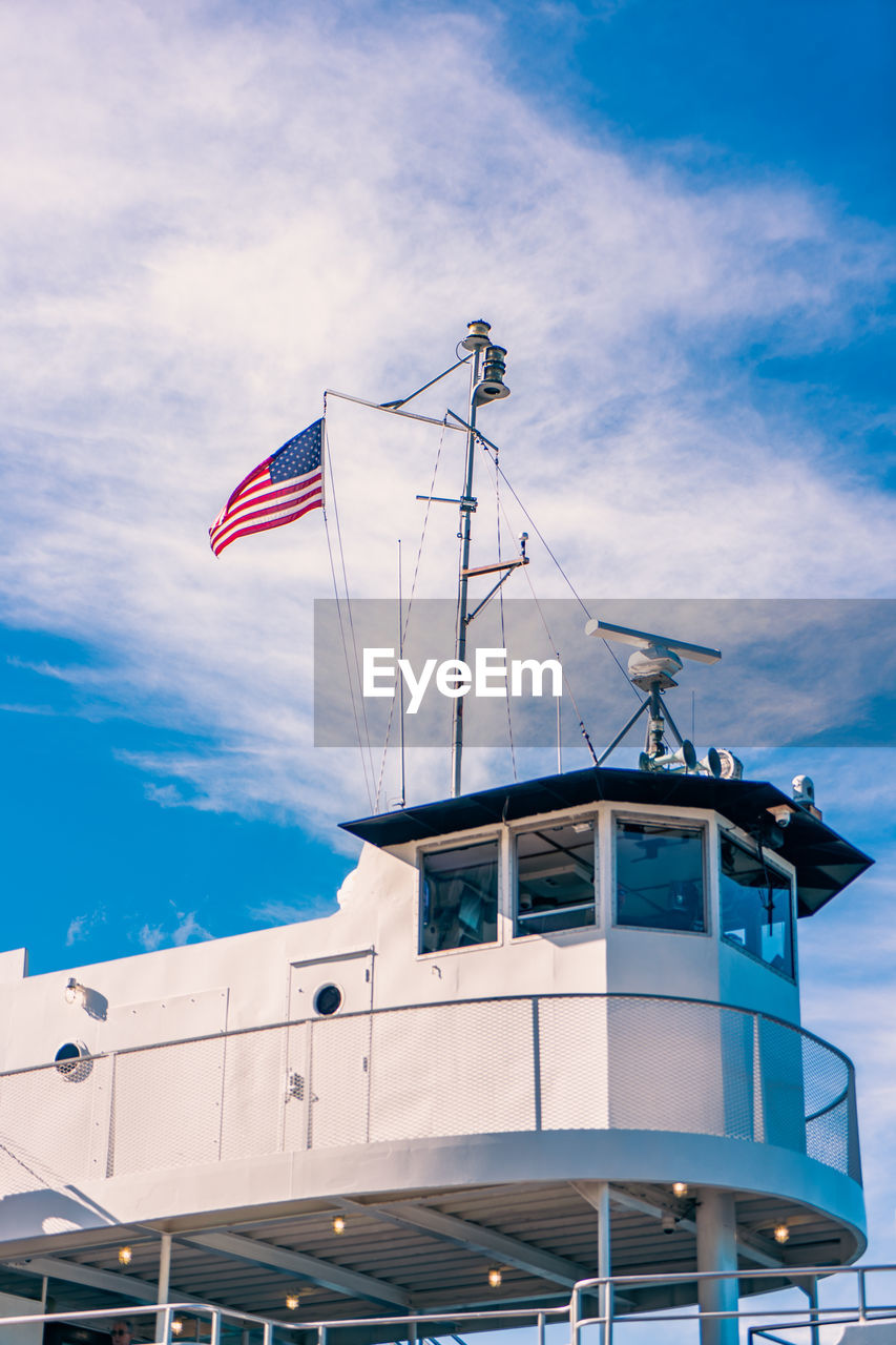 Low angle view of ship against sky