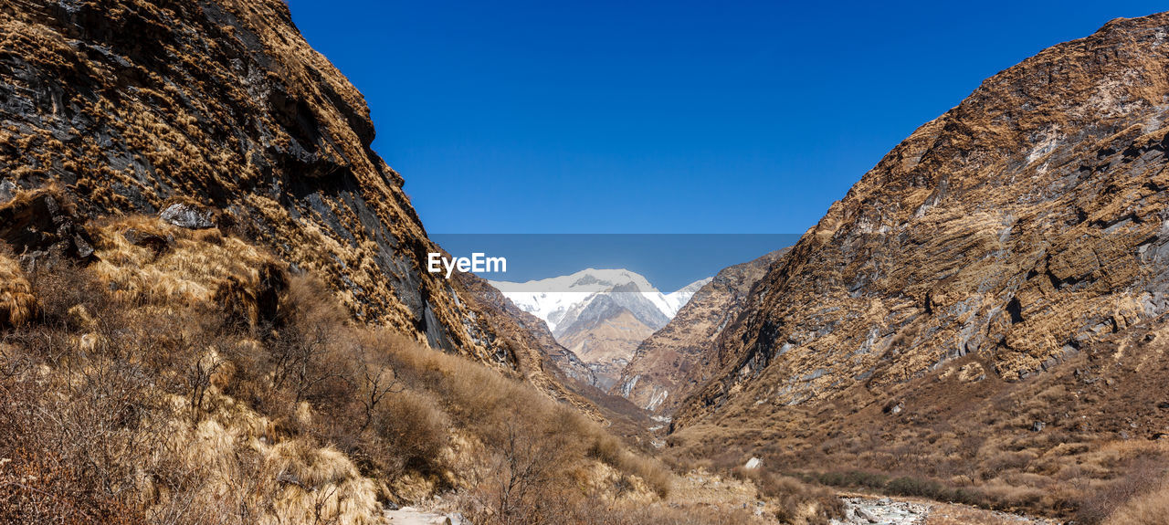 Scenic view of mountains against clear sky