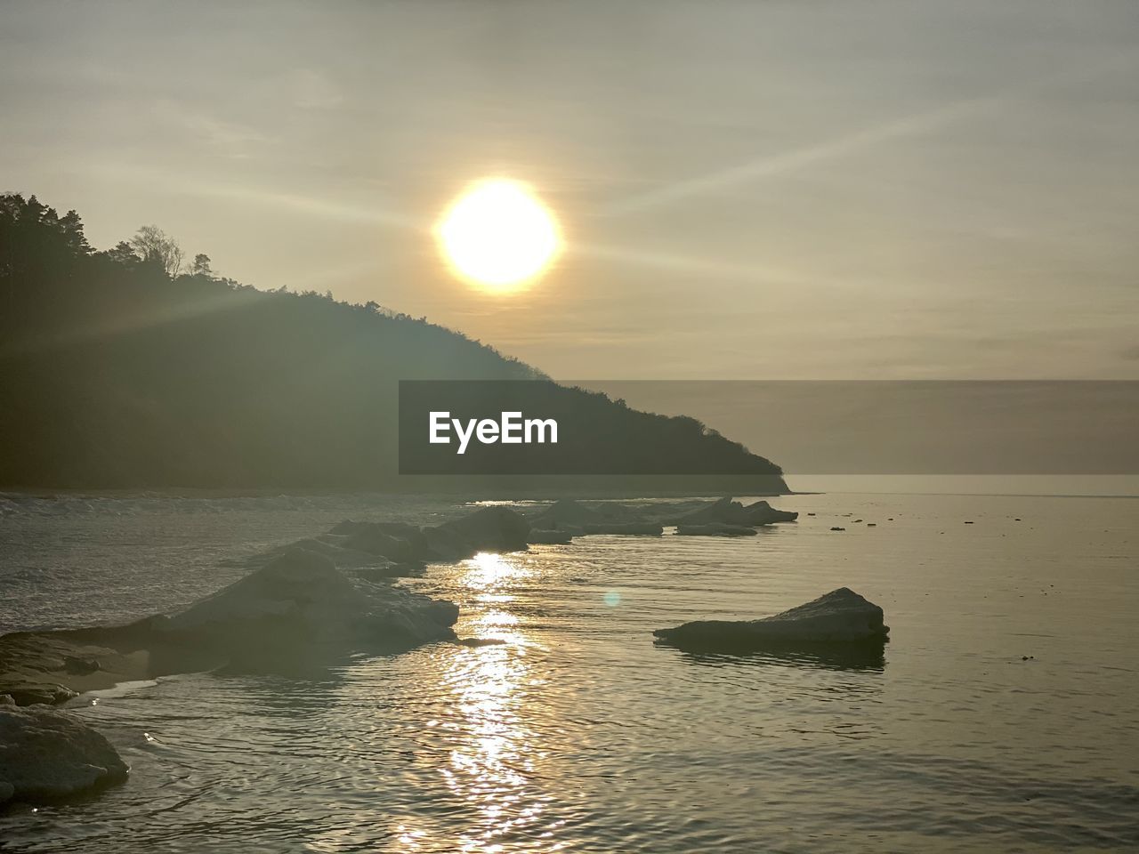 SCENIC VIEW OF SEA AGAINST SUNSET SKY