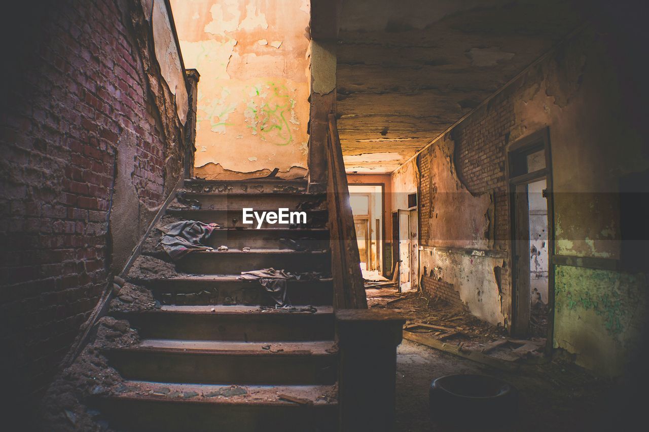 Staircase in abandoned building